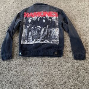 Vintage distressed Ramones jean jacket. Y2k